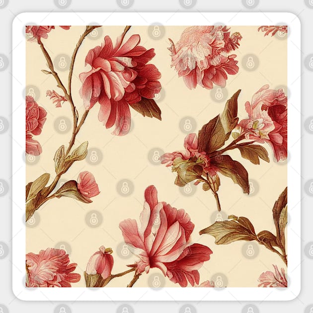 Vintage Peach and Pink Floral Pattern Muted Tones Sticker by VintageFlorals